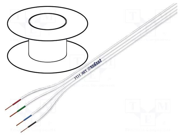 Wire: assembly; 4x0.5mm2; stranded; Ext.dimensions: 2.5x10mm; 100m TASKER TAS-TSK1171