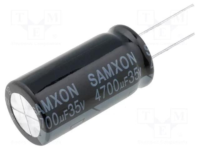 Capacitor: electrolytic; THT; 4700uF; 35VDC; Ø18x35mm; Pitch: 7.5mm SAMXON KM4700/35