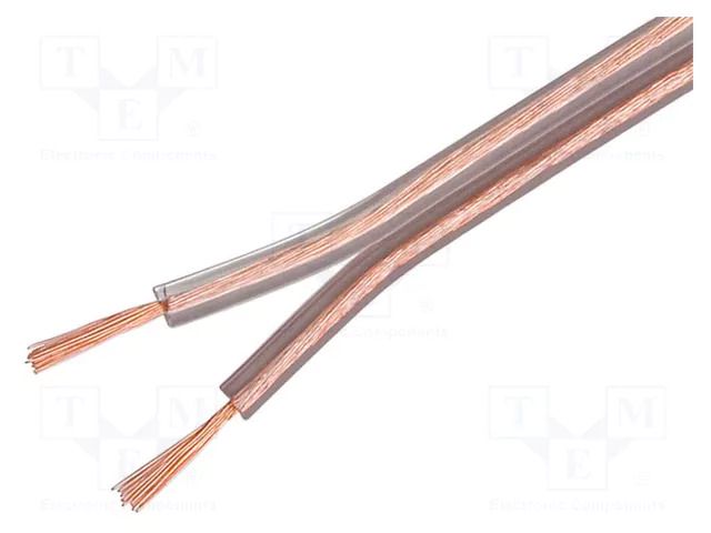 Wire: loudspeaker cable; 2x0.5mm2; stranded; OFC; transparent GOOBAY SC-CU2X0.50-TR025