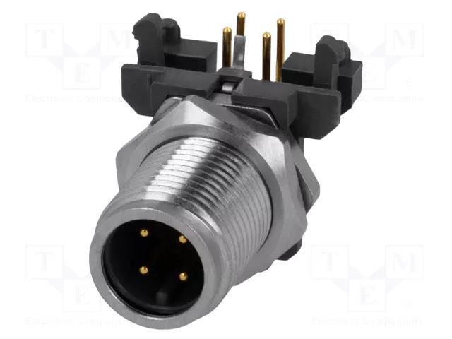 Connector: M12; socket; PIN: 4; male; angled 90°; THT CONEC 43-01205