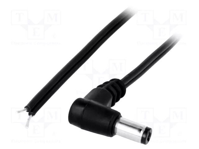 Cable; 2x0.5mm2; wires,DC 5,5/2,1 plug; angled; black; 3m BQ CABLE DC.CAB.2201.0300
