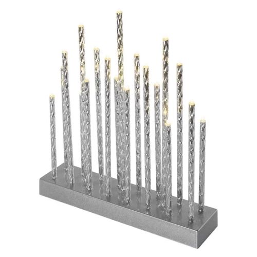 LED candlestick, silver, 28.5 cm, 3x AA, indoor, warm white, timer, EMOS DCAW02 8592920093238