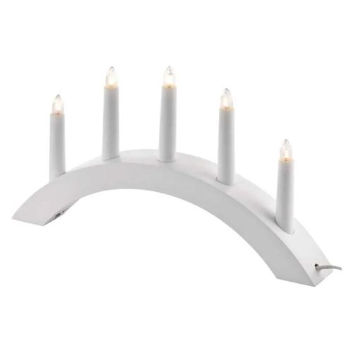 Candlestick for 5x E10 bulbs, wooden, white, arch, 20x38 cm, indoor, warm white, EMOS DCAZ01 8592920093283