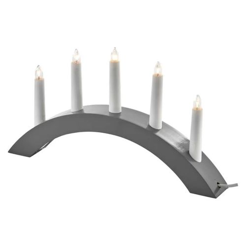 Candlestick for 5x E10 bulbs, wooden, grey, arch, 20x38 cm, indoor, warm white, EMOS DCAZ02 8592920093290