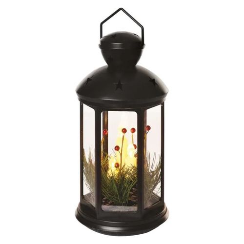 LED decoration – Christmas lantern with candles, black, 35.5 cm, 3x C, indoor, vintage, EMOS DCLV15 8592920098882