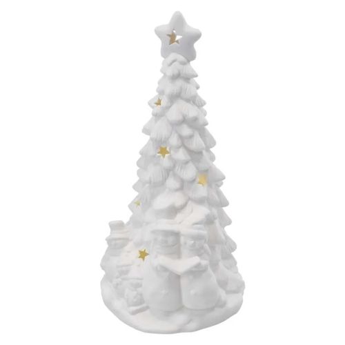 Ceramic LED tree with snowmen, 33.5 cm, 2x AA, indoor, warm white, EMOS DCLW31 8592920135129