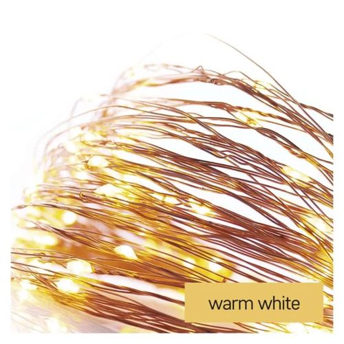 LED Christmas nano chain, copper, 10 m, outdoor and indoor, warm white, timer, EMOS D3AW02 8592920095089