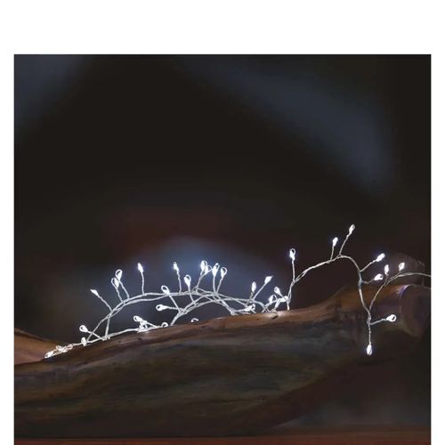 LED girlianda NANO, 4.5Vac (3xAA), 2.4m, 100 x LED, šaltai balta, su laikmačiu, EMOS D3FC01 8592920095287