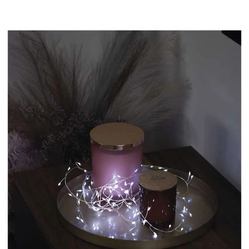 LED girlianda NANO, 4.5Vac (3xAA), 2.4m, 100 x LED, šaltai balta, su laikmačiu, EMOS D3FC01 8592920095287
