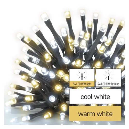 LED Christmas chain, flashing, 12 m, outdoor and indoor, warm/cool white, timer, EMOS D4AN02 8592920100127
