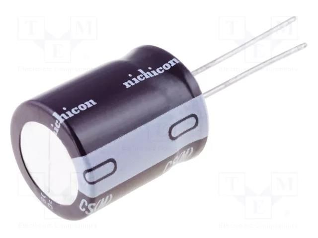 Capacitor: electrolytic; THT; 10uF; 400VDC; Ø10x20mm; Pitch: 5mm NICHICON UCS2G100MPD