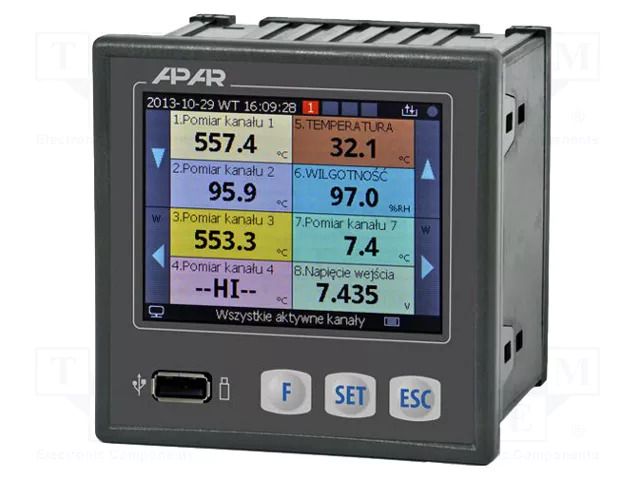 Logger; 85÷260VAC; IN: 16; on panel; IP30; Body dim: 96x96x79mm APAR AR207/16A/S1PPPP30