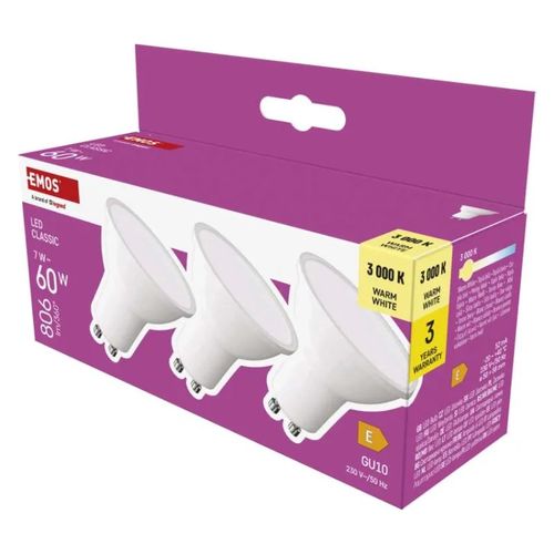 LED Bulb Classic MR16 / GU10 / 7 W  (60 W) / 806 lm / Warm white, EMOS ZQ8E42.3 8592920128664
