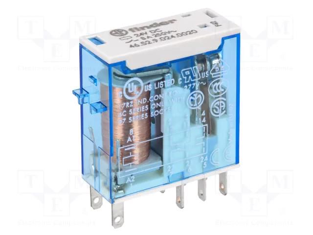 Relay: electromagnetic; DPDT; 24VDC; miniature,industrial; 46.52 FINDER 46.52.9.024.0020