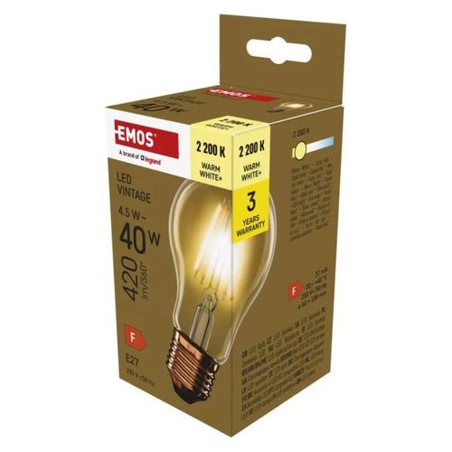 LED Bulb Vintage A60 / E27 / 4.5 W (40 W) / 420 lm / Warm white, EMOS Z55032 8592920133927