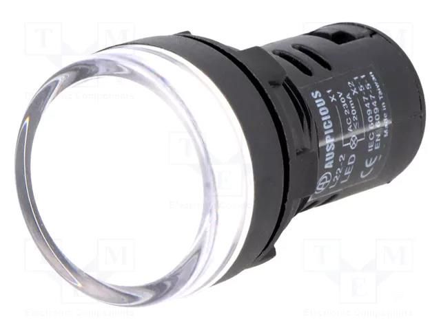 Control lamp; 22mm; L22; -20÷60°C; Illumin: LED; 230V; Ø22.5mm; IP65 AUSPICIOUS L22-W-220