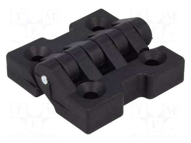 Hinge; Width: 47mm; polyamide; black; H: 48mm; Holes no: 4 RST ROZTOCZE 3.527