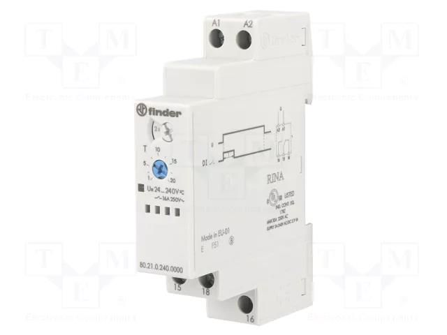 Timer; 0,1s÷24h; SPDT; 250VAC/10A; Usup: 24÷240VAC; 24÷240VDC; 80 FINDER 80.21.0.240.000