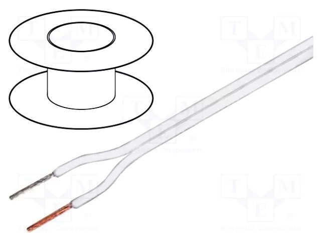 Wire: loudspeaker cable; 2x0.35mm2; stranded; OFC; white; -15÷70°C TASKER TAS-C100WH-0.35
