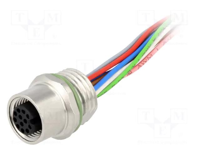Connector: M12; socket; PIN: 12; female; straight; cables; 0.5m HARTING 21033532C00