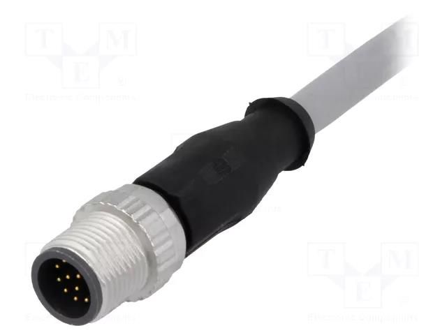 Connector: M12; plug; male; PIN: 12; straight; cables; 10m HARTING 21348400C79100