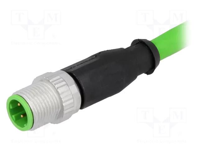 Connector: M12; plug; male; PIN: 4; straight; D code-Ethernet; 5m HARTING 21349200405050