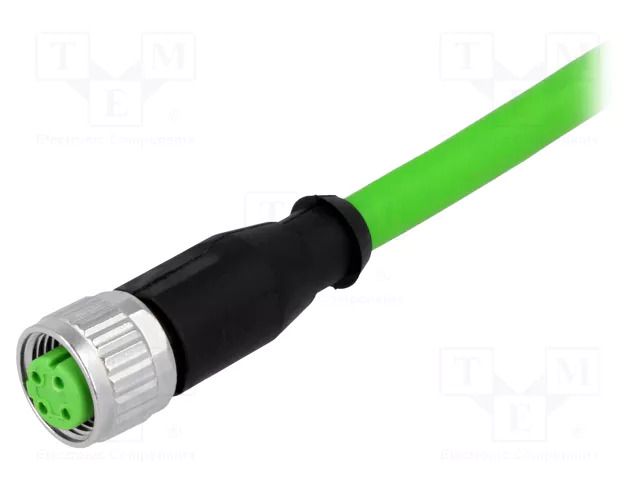 Connector: M12; plug; female; PIN: 4; straight; D code-Ethernet HARTING 21349300405015