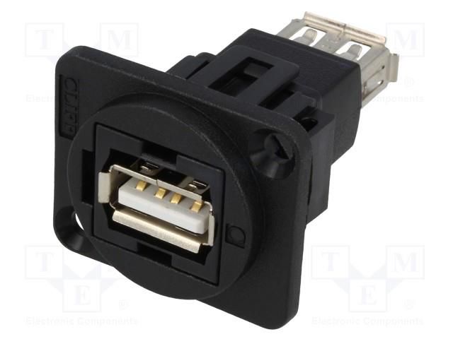 Coupler; USB A socket,both sides; FT; USB 2.0; plastic; 19x24mm CLIFF CP30208N