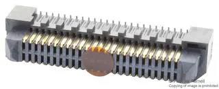 CONNECTOR, STACKING, HEADER, 20POS, 2ROW; Product Range:ER8 Series; No. of Contacts:20Contacts; Gender:Header; Pitch Spacing:0.8mm; Contact Termination Type:Surface Mount; No. of Rows:2Rows; Row Pitch:-; Contact Plating:Gold Plated Contacts; Contact Mater ER8-20P-0.8SV-5H
