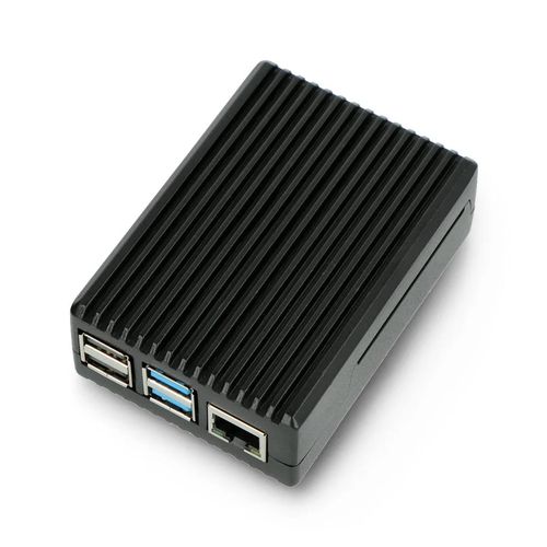 Case for Raspberry Pi 4B - with cutouts - aluminum - black DNG-18742