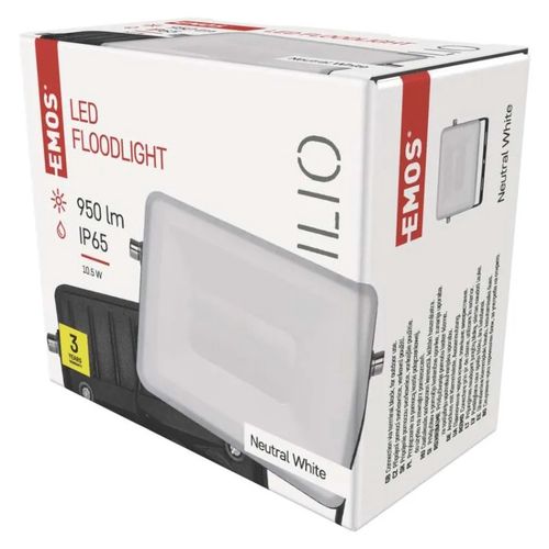 LED Floodlight ILIO, 10.5W, black, neutral white, EMOS ZS2510 8592920081495
