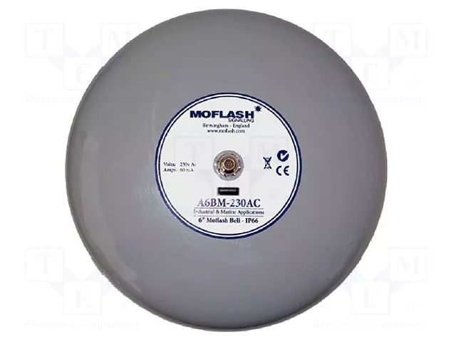 Signaller: sound; bell; 230VAC; 106dB; A6BM; IP66; grey; Ø168x93mm MOFLASH SIGNALLING A6BM-230AC