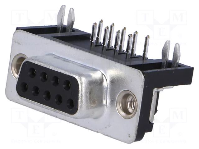 Connector: D-Sub; PIN: 9; socket; female; angled 90°; THT; UNC 4-40 ADAM TECH DE09-SL-24