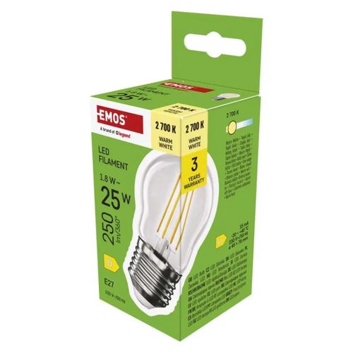 LED Bulb Filament Mini Globe / E27 / 1.8 W (25 W) / 250 lm / Warm white, EMOS ZF6D02 8592920130407