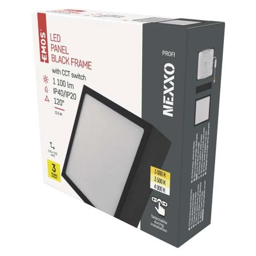 LED surface luminaire NEXXO, square, black, 12.5W, with change CCT, EMOS ZM6333 8592920108949