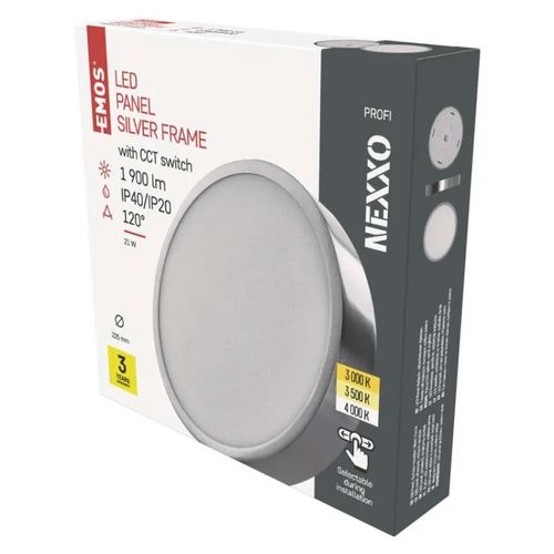 LED surface luminaire NEXXO, round, silver, 21W, with change CCT, EMOS ZM5243 8592920109403
