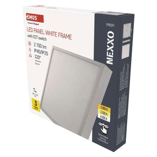 LED surface luminaire NEXXO, square, white, 28.5W, with change CCT, EMOS ZM6153 8592920109144