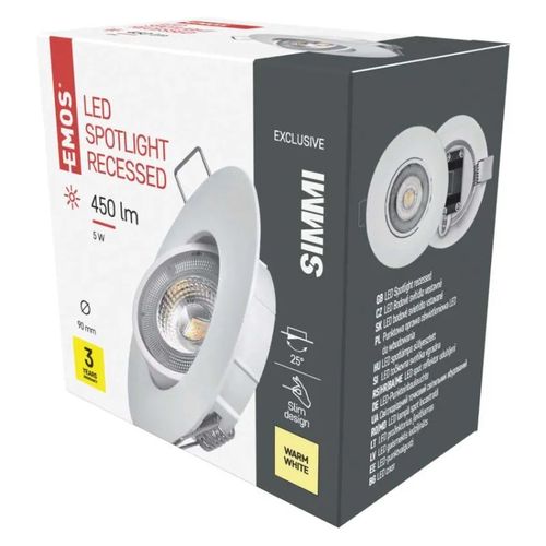 LED Spotlight SIMMI white, round, 5W warm white, EMOS ZD3121