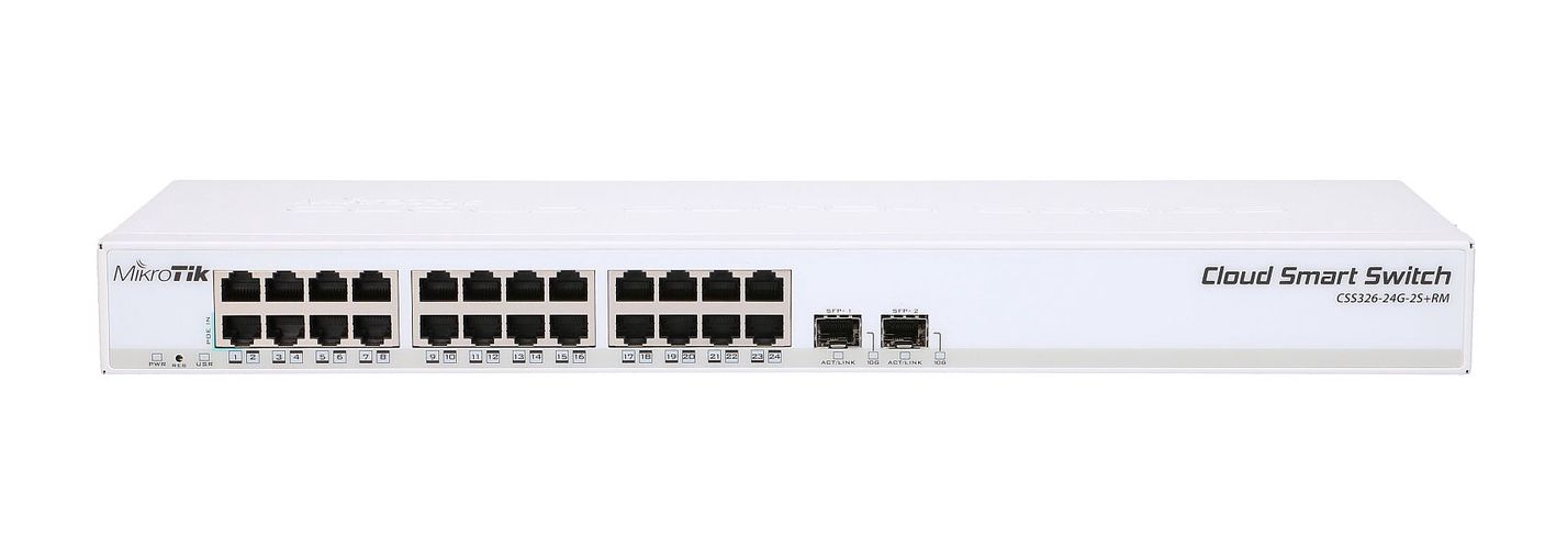 MikroTik CSS326-24G-2S+RM | Switch | 24x RJ45 1000Mb/s, 2x SFP+, MIKROTIK CSS326-24G-2S+RM 4752224002334