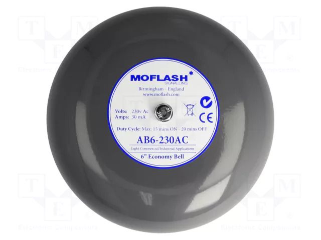 Signaller: sound; bell; 230VAC; 100dB; AB6; IP44; grey; Ø150x64mm MOFLASH SIGNALLING AB6-230AC