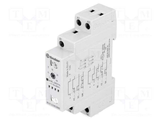 Automation module: timer; 0,1s÷24h; SPDT; 250VAC/8A; 24÷240VDC; 80 FINDER 80.51.0.240.000