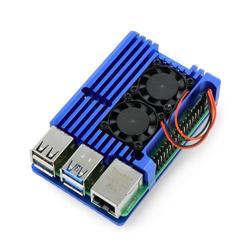 Case justPi for Raspberry Pi 4B - aluminum with two fans - blue ODS-15888 5903351242684