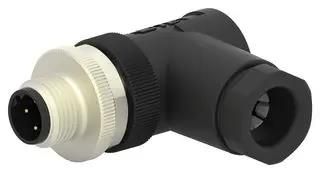 SENSOR CONN, M12, R/A, PLUG, 4POS, CABLE T4113402041-000
