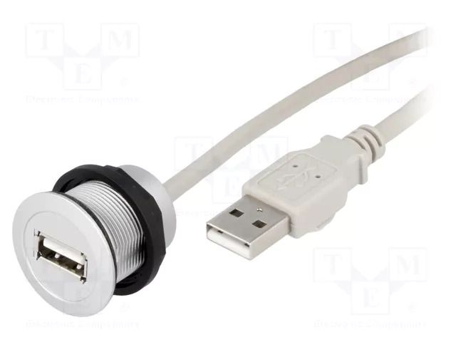USB socket; 22mm; har-port; -25÷70°C; Ø22.3mm; IP20; silver; Len: 2m HARTING 09454521923