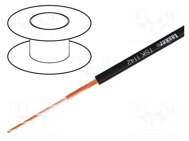 Wire: headset; stranded; black; Package: 50m; Øcable: 2mm; 1x0.06mm2 TASKER TAS-TSK1142