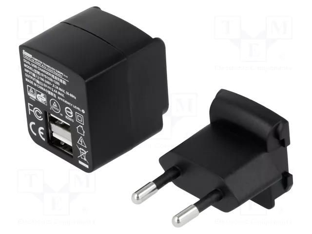 Power supply: switching; mains,plug-in; 5VDC; 2.4A; 12W; 75% SUNNY ZSI5/2.4A-USB-MP