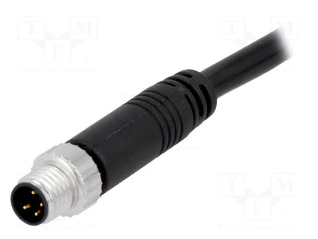Connector: M8; 5m; male; PIN: 4; 3A; 30V; IP67; straight; plug AMPHENOL LTW 8-04AMMM-SL7A05