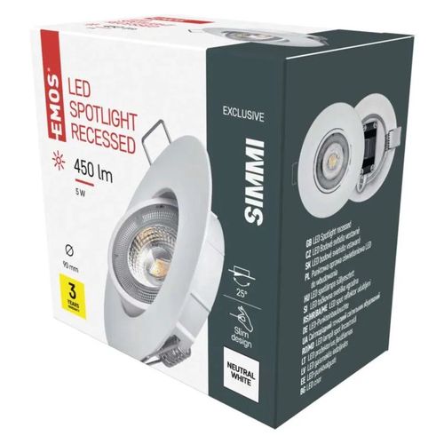 LED Spotlight SIMMI white 5W neutral white, EMOS ZD3122 8592920054512