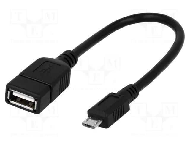 Cable; OTG,USB 2.0; USB A socket,USB B micro plug; 0.2m; black LOGILINK AA0035