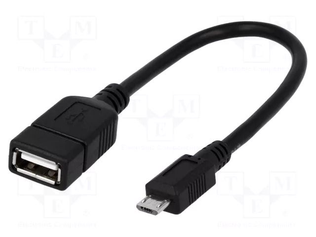 Cable; OTG,USB 2.0; USB A socket,USB B micro plug; 0.2m; black LOGILINK AA0035